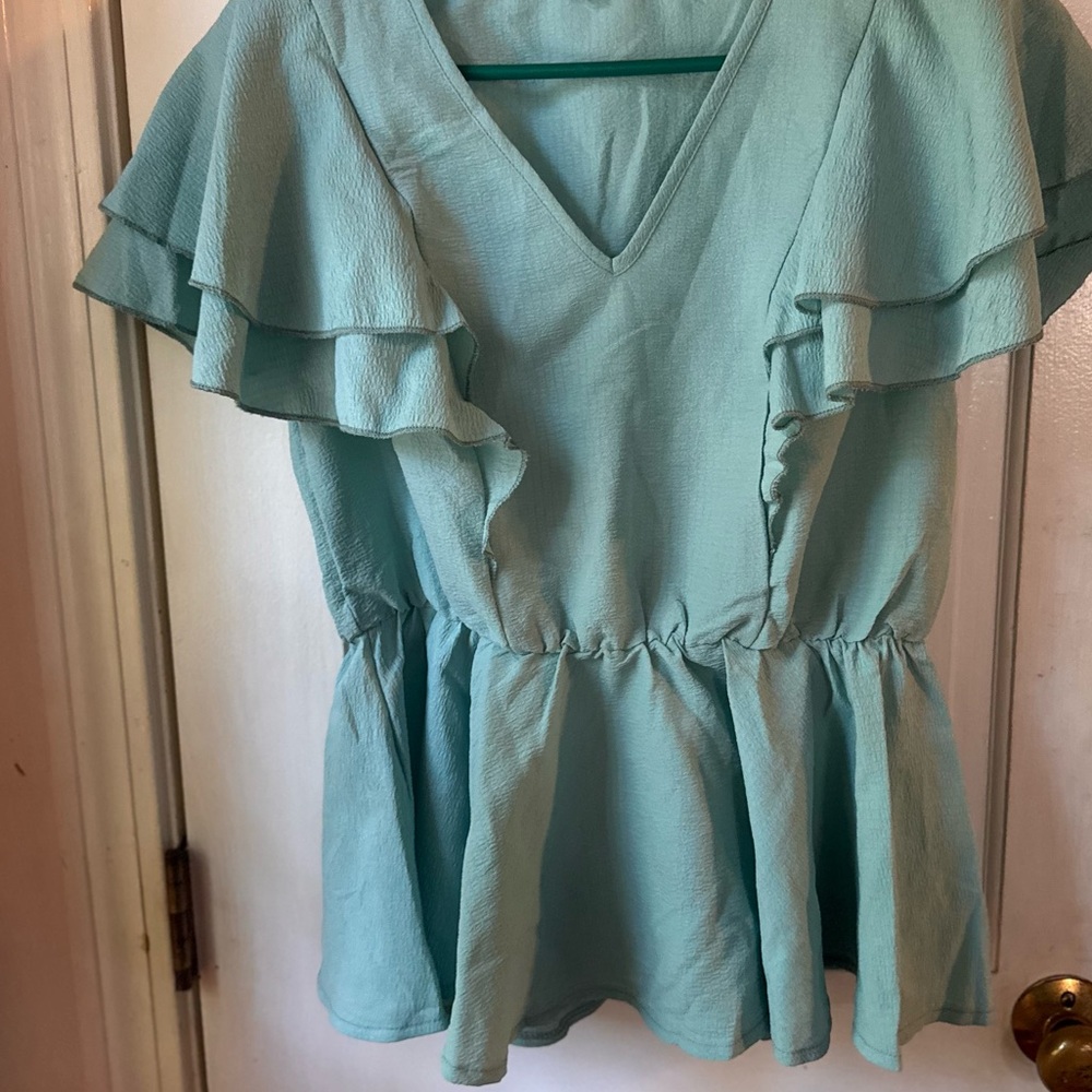 Chic Nation sea salt Ruffled Blouse